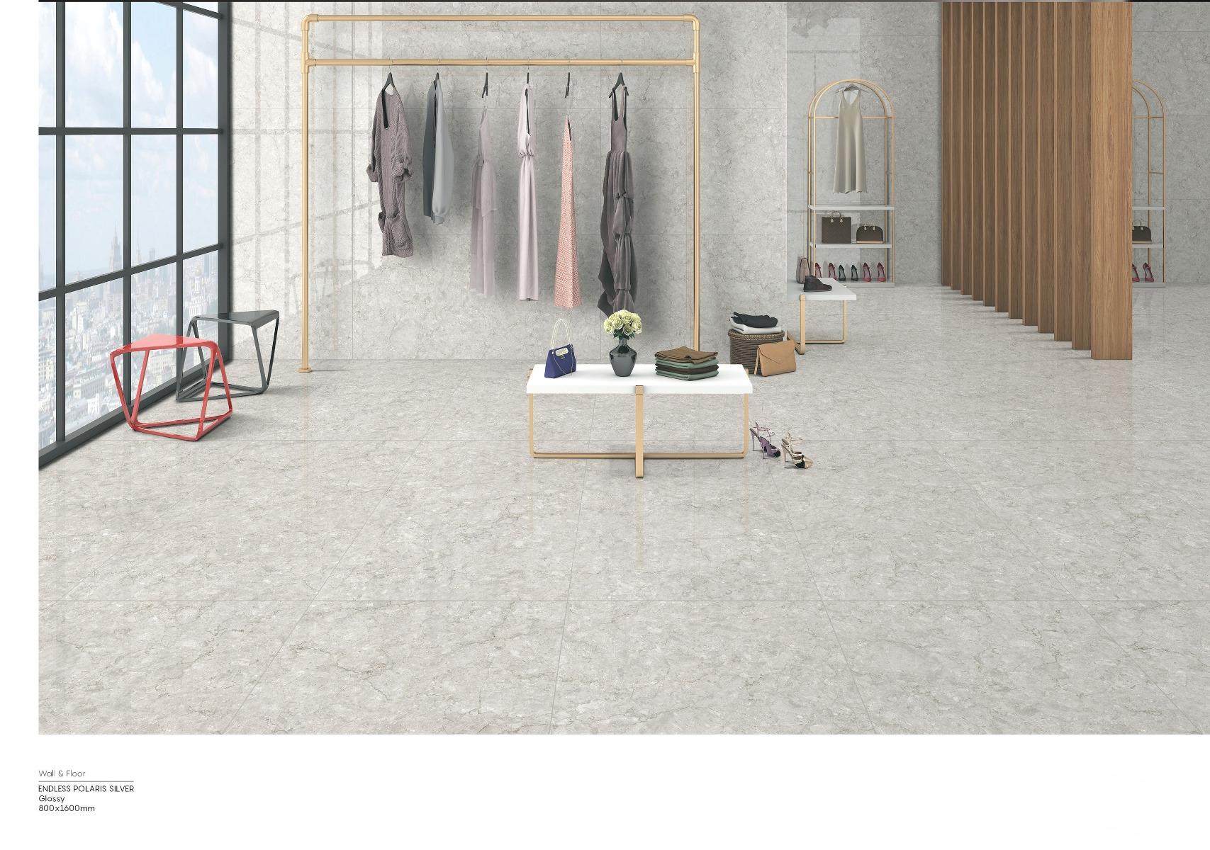 Kevinken ENDLESS POLARIS SILVER GLOSSY TILES 160X80 cm