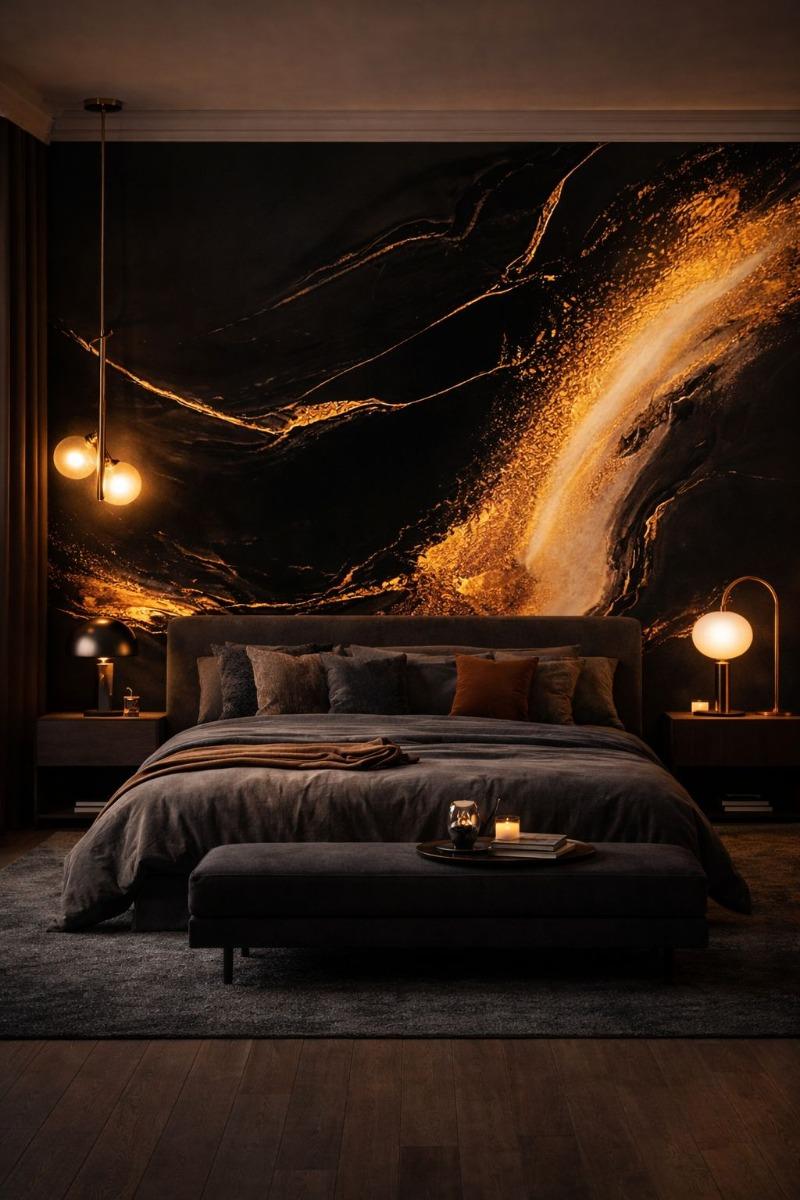 D0066 BLACK GOLD - UV MARBLE PANEL - Interior Decor Tile - 290*122cm